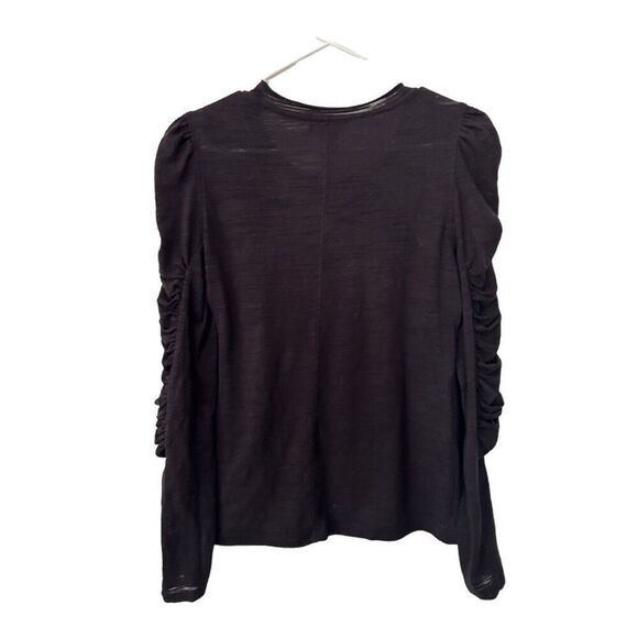 House Of Harlow 1960 Women's Ruched Long Sleeve Burnout Top Black Large - Picture 6 of 8